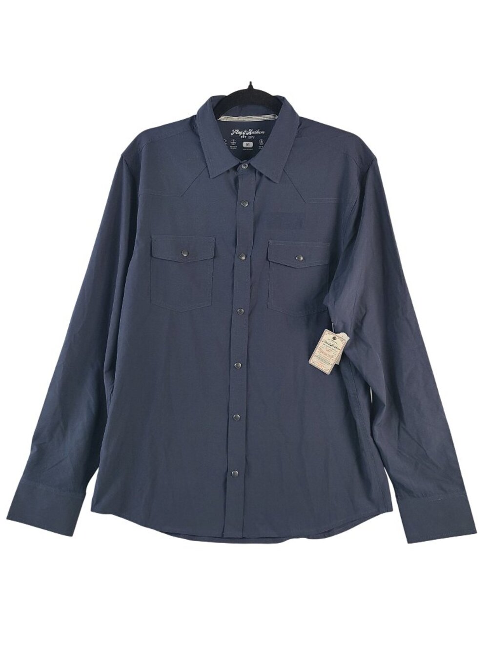 NEW Flag & Anthem Men's Dress Blue Long Sleeve Shirt Sz M UPF Protection